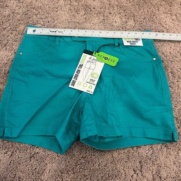NWT New 14 D. Jeans twill high waist shorts blue teal turquoise - Picture 6 of 11